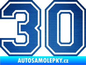 Samolepka Startovní číslo 30 typ 4 škrábaný kov modrý