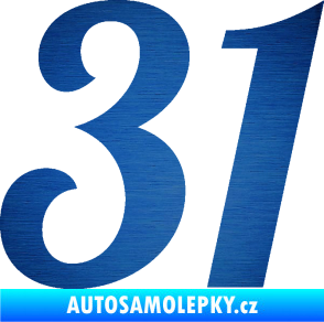 Samolepka Startovní číslo 31 typ 3 škrábaný kov modrý