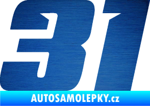 Samolepka Startovní číslo 31 typ 6 škrábaný kov modrý