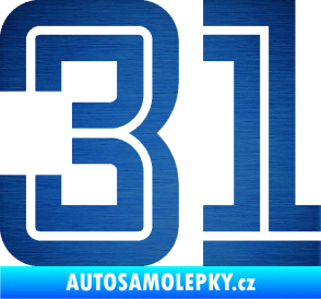 Samolepka Startovní číslo 31 typ 7 škrábaný kov modrý