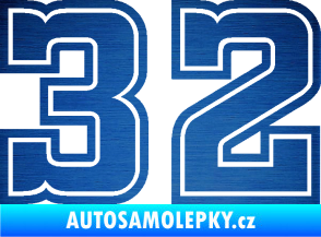 Samolepka Startovní číslo 32 typ 5 škrábaný kov modrý