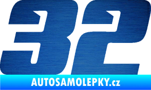 Samolepka Startovní číslo 32 typ 6 škrábaný kov modrý