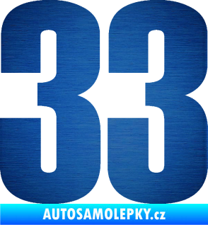 Samolepka Startovní číslo 33 typ 2      škrábaný kov modrý