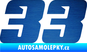 Samolepka Startovní číslo 33 typ 6 škrábaný kov modrý