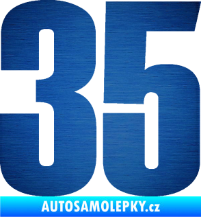 Samolepka Startovní číslo 35 typ 2  škrábaný kov modrý