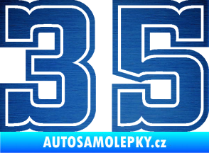 Samolepka Startovní číslo 35 typ 5 škrábaný kov modrý
