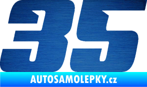 Samolepka Startovní číslo 35 typ 6 škrábaný kov modrý