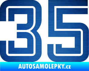 Samolepka Startovní číslo 35 typ 7 škrábaný kov modrý