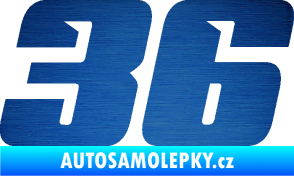 Samolepka Startovní číslo 36 typ 6 škrábaný kov modrý