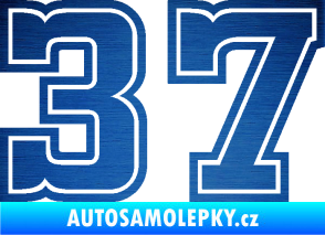 Samolepka Startovní číslo 37 typ 5 škrábaný kov modrý