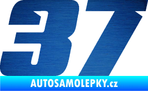 Samolepka Startovní číslo 37 typ 6 škrábaný kov modrý