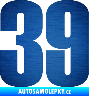 Samolepka Startovní číslo 39 typ 2      škrábaný kov modrý