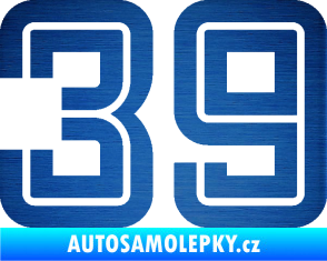 Samolepka Startovní číslo 39 typ 7 škrábaný kov modrý