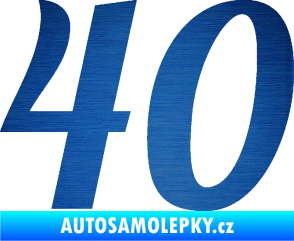 Samolepka Startovní číslo 40 typ 3 škrábaný kov modrý