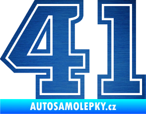 Samolepka Startovní číslo 41 typ 5 škrábaný kov modrý