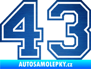 Samolepka Startovní číslo 43 typ 4 škrábaný kov modrý