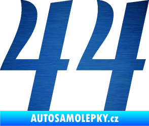 Samolepka Startovní číslo 44 typ 3 škrábaný kov modrý