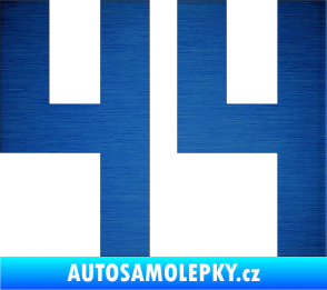 Samolepka Startovní číslo 44 škrábaný kov modrý