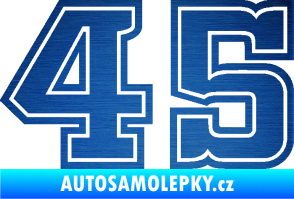 Samolepka Startovní číslo 45 typ 5 škrábaný kov modrý