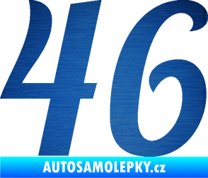 Samolepka Startovní číslo 46 typ 3 škrábaný kov modrý