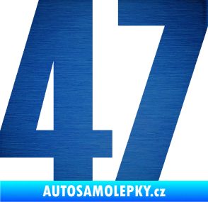 Samolepka Startovní číslo 47 typ 2       škrábaný kov modrý