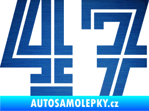 Samolepka Startovní číslo 47 typ 7 škrábaný kov modrý
