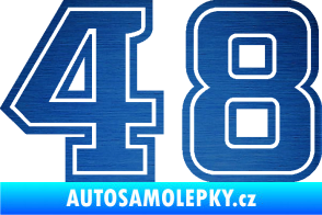 Samolepka Startovní číslo 48 typ 5 škrábaný kov modrý