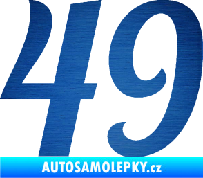 Samolepka Startovní číslo 49 typ 3 škrábaný kov modrý