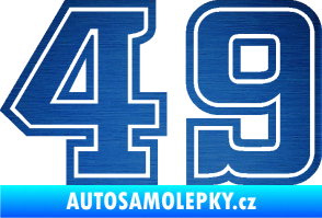 Samolepka Startovní číslo 49 typ 5 škrábaný kov modrý