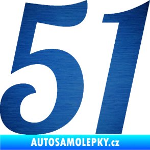 Samolepka Startovní číslo 51 typ 3 škrábaný kov modrý