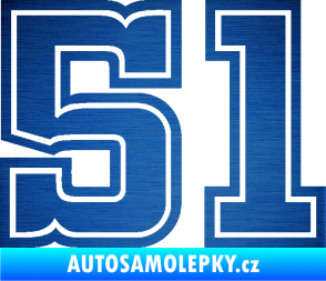 Samolepka Startovní číslo 51 typ 5 škrábaný kov modrý