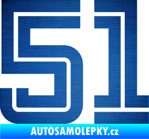 Samolepka Startovní číslo 51 typ 7 škrábaný kov modrý