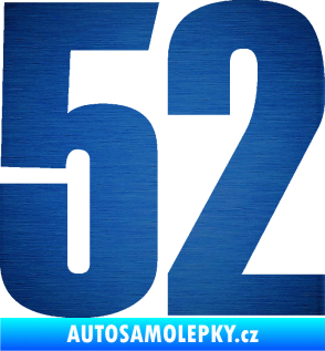 Samolepka Startovní číslo 52 typ 2  škrábaný kov modrý