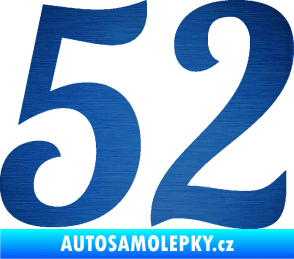 Samolepka Startovní číslo 52 typ 3 škrábaný kov modrý