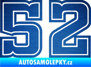 Samolepka Startovní číslo 52 typ 5 škrábaný kov modrý