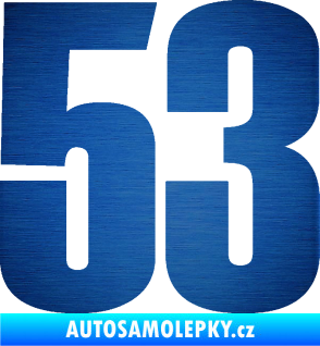 Samolepka Startovní číslo 53 typ 2  škrábaný kov modrý