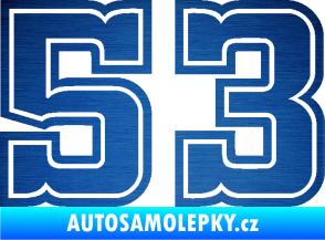Samolepka Startovní číslo 53 typ 5 škrábaný kov modrý