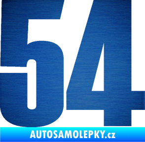 Samolepka Startovní číslo 54 typ 2   škrábaný kov modrý