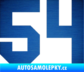 Samolepka Startovní číslo 54 škrábaný kov modrý