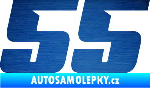 Samolepka Startovní číslo 55 typ 6 škrábaný kov modrý
