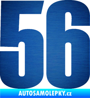 Samolepka Startovní číslo 56 typ 2   škrábaný kov modrý