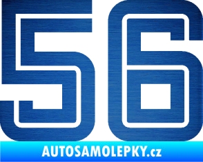 Samolepka Startovní číslo 56 typ 7 škrábaný kov modrý