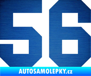 Samolepka Startovní číslo 56 škrábaný kov modrý