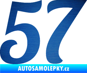 Samolepka Startovní číslo 57 typ 3 škrábaný kov modrý