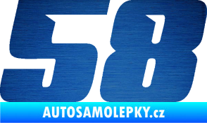 Samolepka Startovní číslo 58 typ 6 škrábaný kov modrý