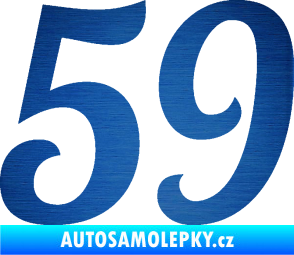 Samolepka Startovní číslo 59 typ 3 škrábaný kov modrý