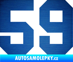 Samolepka Startovní číslo 59 škrábaný kov modrý