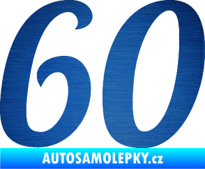 Samolepka Startovní číslo 60 typ 3 škrábaný kov modrý
