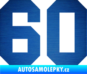 Samolepka Startovní číslo 60 škrábaný kov modrý
