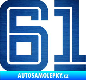 Samolepka Startovní číslo 61 typ 7 škrábaný kov modrý